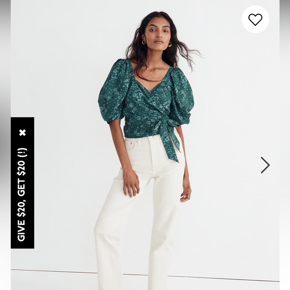Madewell Seersucker Sweetheart Wrap Top in Woodland Floral- LIKE NEW